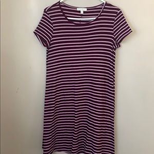 Maroon and white striped dress